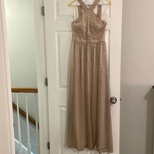 Lulu’s dress. Floor length, metallic gold. Size M. only worn once.
